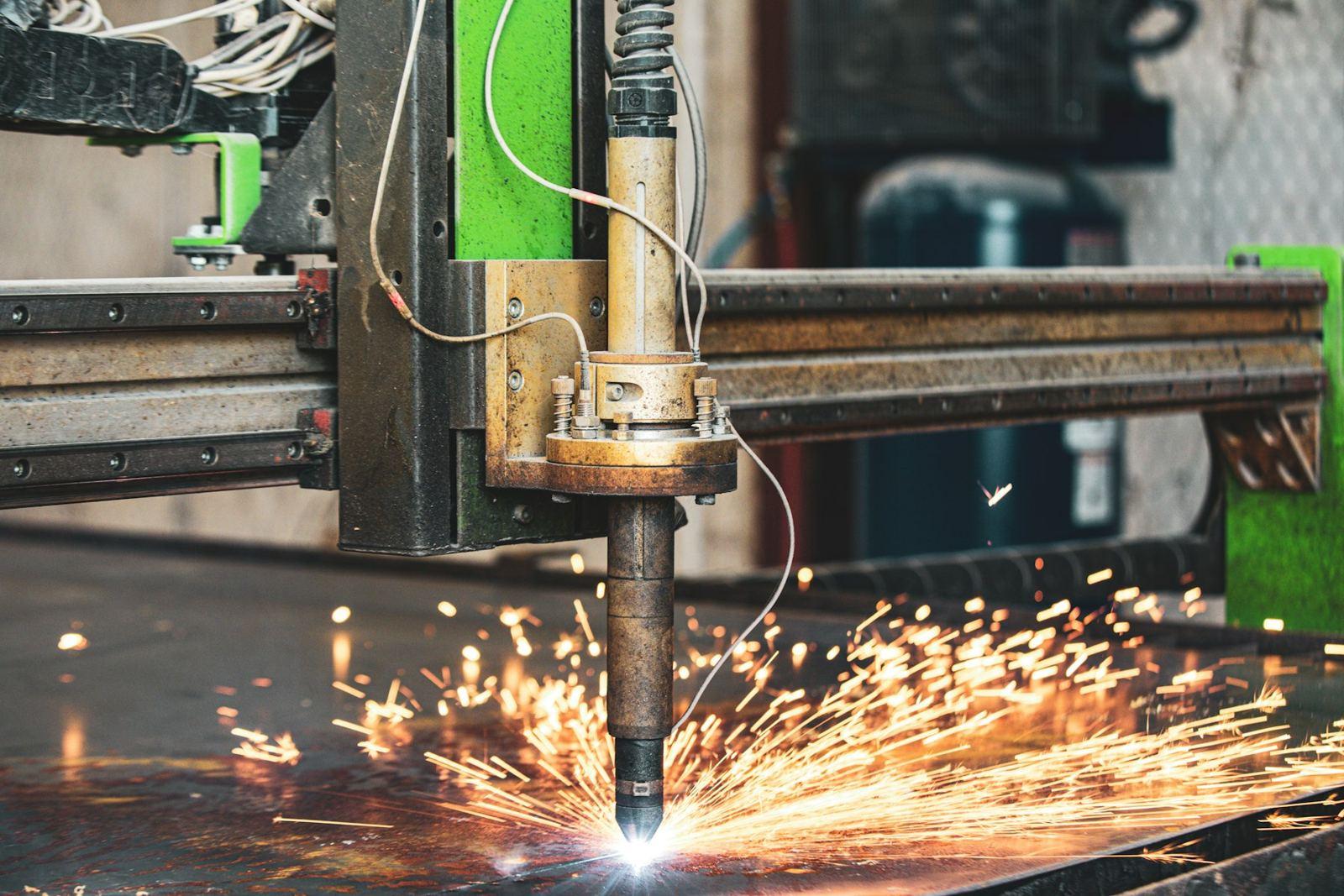Representative photograph of sparks from a metal cutting head